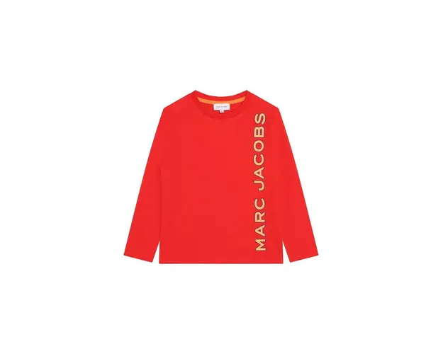 Marc Jacobs longsleeve din bumbac pentru copii culoarea rosu, cu imprimeu