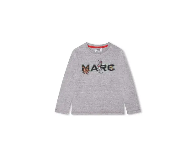 Marc Jacobs longsleeve din bumbac pentru copii x Looney Tunes culoarea gri, cu imprimeu