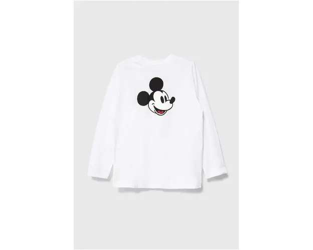 United Colors of Benetton longsleeve din bumbac pentru copii x Disney culoarea alb, cu imprimeu