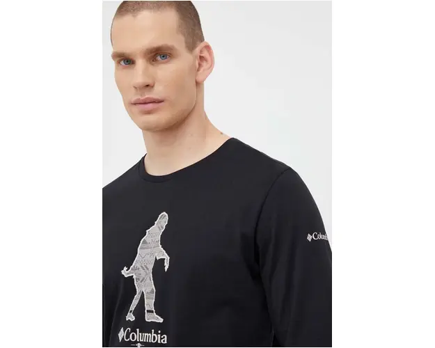 Columbia longsleeve din bumbac culoarea negru, cu imprimeu