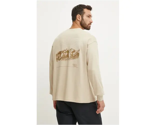 Columbia longsleeve barbati, culoarea bej, cu imprimeu