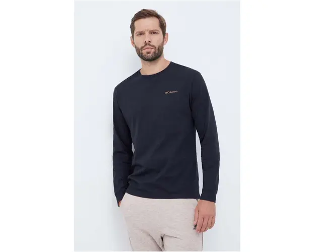 Columbia longsleeve din bumbac culoarea negru, neted