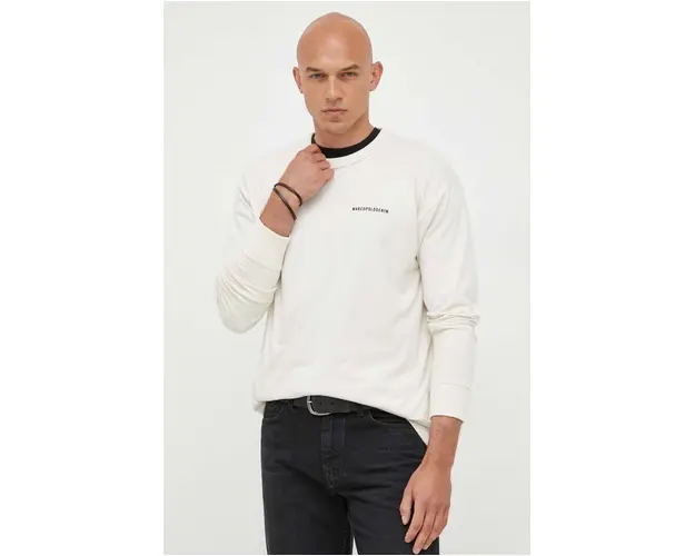 Marc O'Polo longsleeve din bumbac DENIM culoarea bej, cu imprimeu