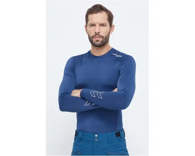 Hummel maneca lunga de antrenament Topaz culoarea albastru marin, cu imprimeu