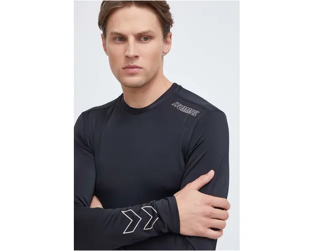 Hummel maneca lunga de antrenament Topaz culoarea negru, cu imprimeu