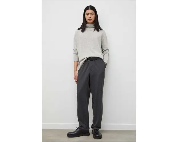 American Vintage pulover de lana barbati, culoarea gri, light, cu guler