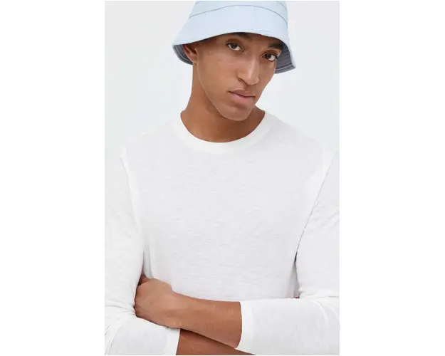 Superdry longsleeve din bumbac culoarea alb, neted