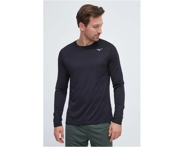 Mizuno longsleeve pentru alergare Impulse Core culoarea negru, cu imprimeu
