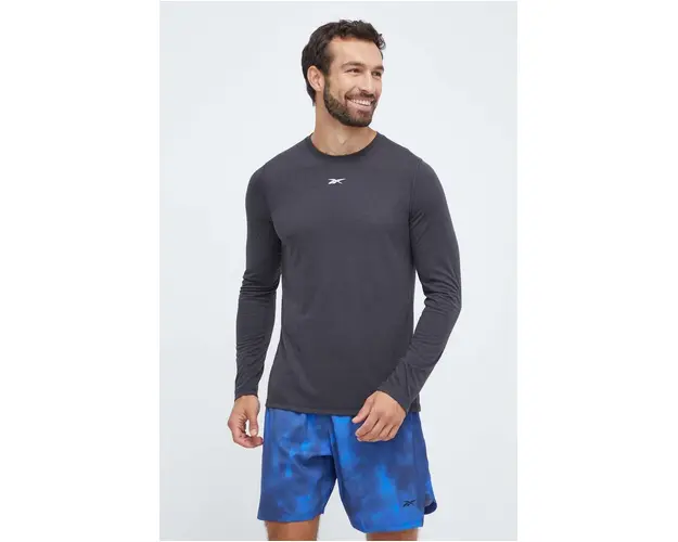 Reebok maneca lunga de antrenament culoarea gri, neted