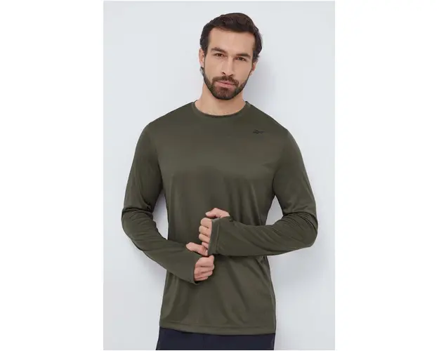 Reebok maneca lunga de antrenament Tech culoarea verde, neted