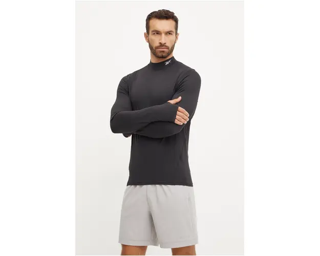 Reebok longsleeve barbati, culoarea negru, neted, 100070559