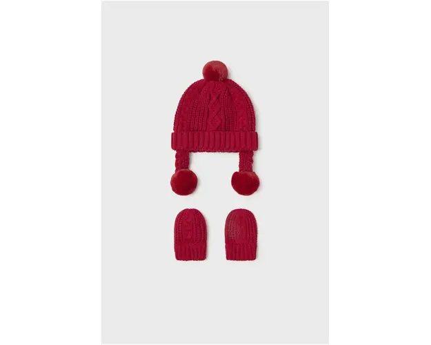 Mayoral Newborn caciula si manusi copii culoarea rosu