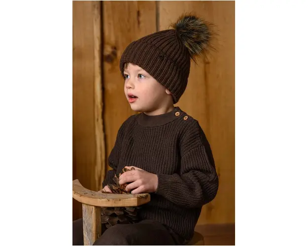 Jamiks caciula din lana pentru copii COLD II culoarea maro