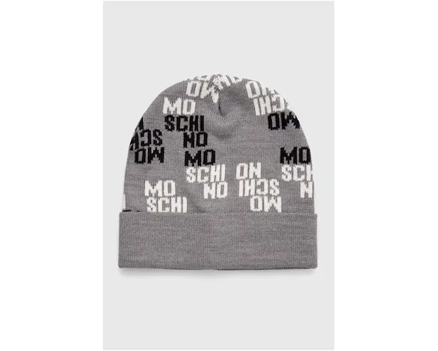 Moschino caciula de lana culoarea gri, de lana