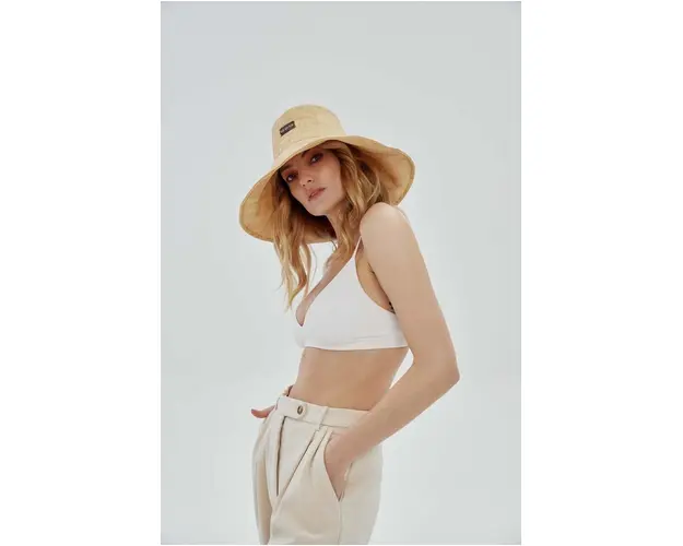 LE SH KA headwear palarie Large Bucket Hat culoarea bej