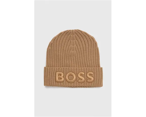 BOSS caciula de lana culoarea bej, de lana