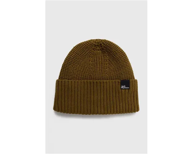Jack Wolfskin caciula de lana culoarea verde, din tesatura neteda