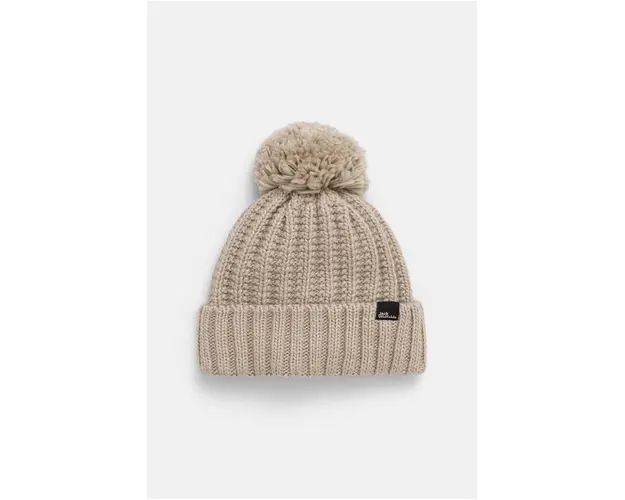 Jack Wolfskin caciula culoarea bej, din tricot gros