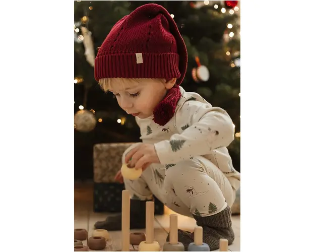 That's mine caciula copii Noël culoarea bordo, din tesatura neteda