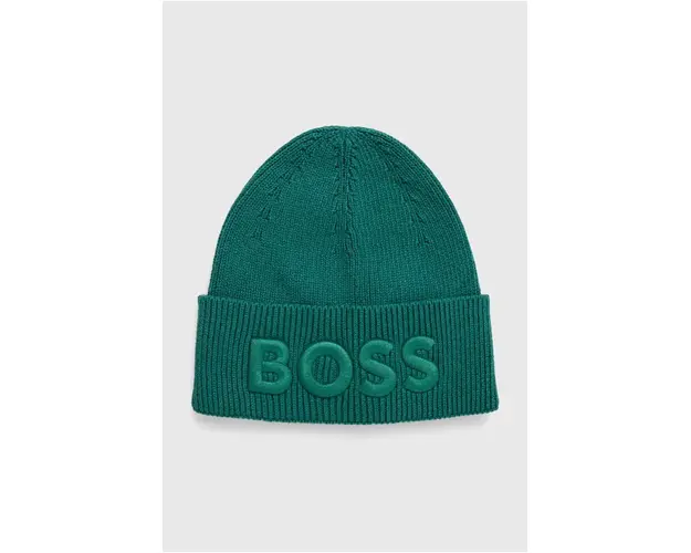 Boss Orange caciula din amestec de lana BOSS ORANGE culoarea verde, din tricot gros