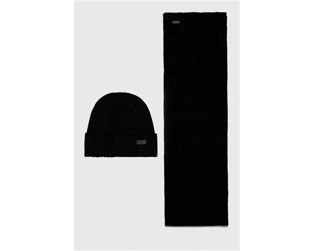 Barbour caciula si fular Carlton Fleck Beanie & Scarf Gift Set culoarea negru MGS0047