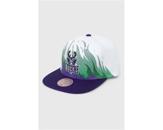 Mitchell&Ness sapca de baseball din bumbac MILWAUKEE BUCKS culoarea alb, modelator