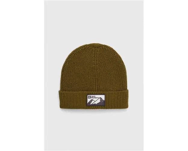 Jack Wolfskin caciula culoarea verde, din tricot gros