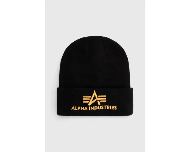 Alpha Industries caciula 3D Beanie culoarea negru, din tesatura uni 168910.583
