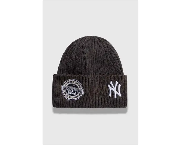 New Era caciula culoarea gri, din tricot gros, NEW YORK YANKEES