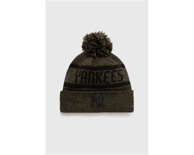 New Era caciula din amestec de lana culoarea verde, din tricot gros, NEW YORK YANKEES