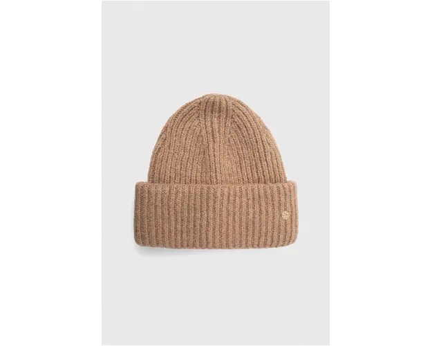 Granadilla caciula din amestec de lana culoarea bej, din tricot gros