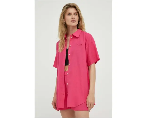 Résumé camasa de in culoarea roz, cu guler clasic, relaxed