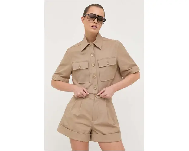 Miss Sixty camasa femei, culoarea bej, cu guler clasic, regular