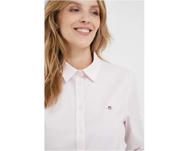 Gant camasa femei, culoarea roz, cu guler clasic, regular
