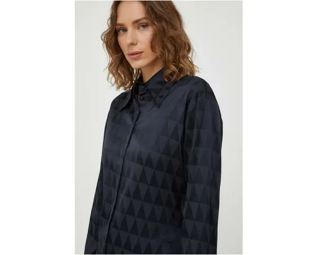 Tiger Of Sweden camasa femei, culoarea albastru marin, cu guler clasic, regular