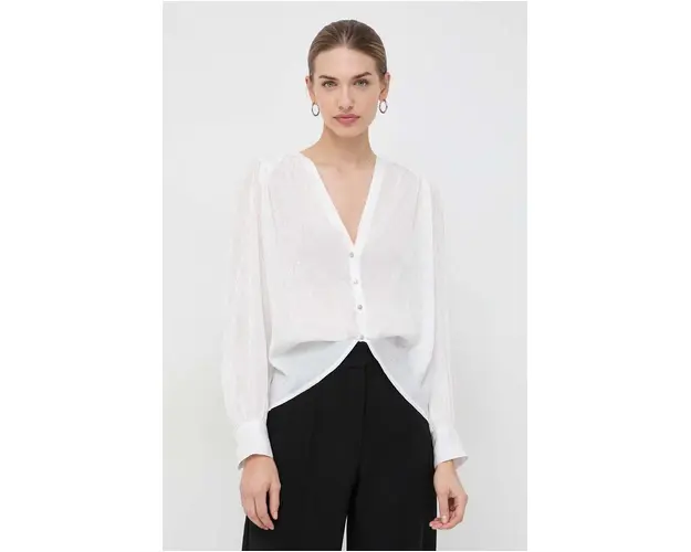 Morgan camasa femei, culoarea alb, cu guler clasic, relaxed