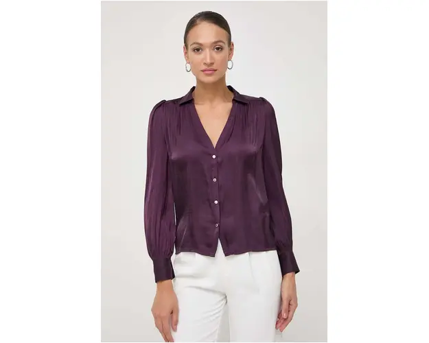 Morgan camasa femei, culoarea violet, cu guler clasic, regular