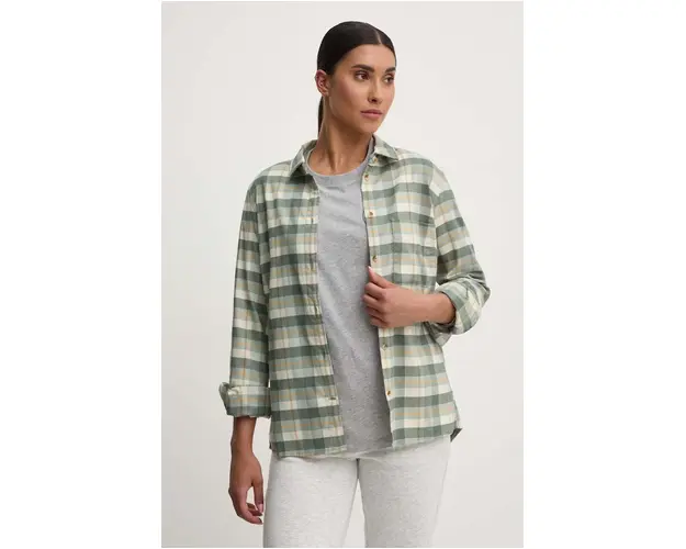 Fjallraven camasa Singi femei, culoarea verde, cu guler clasic, regular