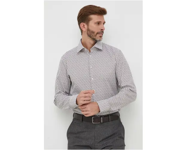 Seidensticker camasa din bumbac barbati, culoarea alb, slim