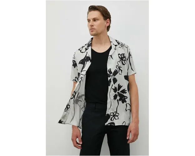 Bruuns Bazaar camasa din bumbac Sky Homer barbati, culoarea gri, regular