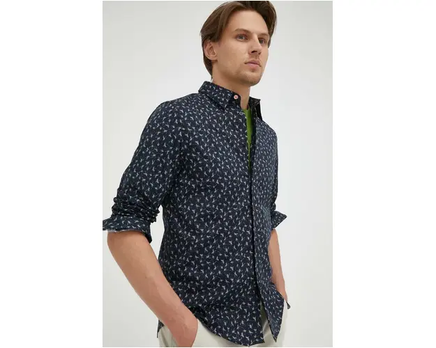 PS Paul Smith camasa barbati, culoarea albastru marin, cu guler clasic, regular