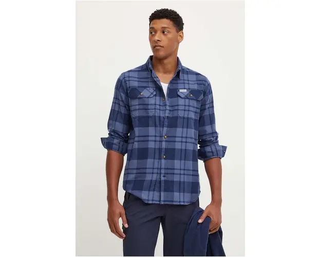 Columbia camasa Flare Gun Stretch barbati, culoarea verde, cu guler clasic, regular, 1861581