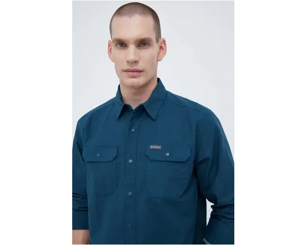 Columbia camasa barbati, culoarea verde, cu guler clasic, regular