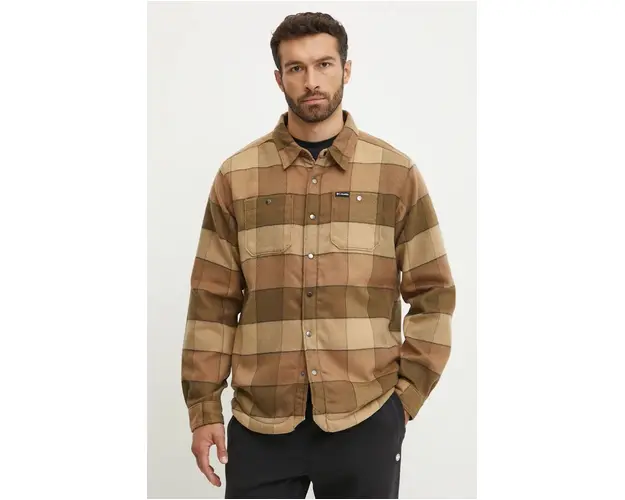 Columbia camasa Windward barbati, culoarea maro, cu guler clasic, regular, 2054771