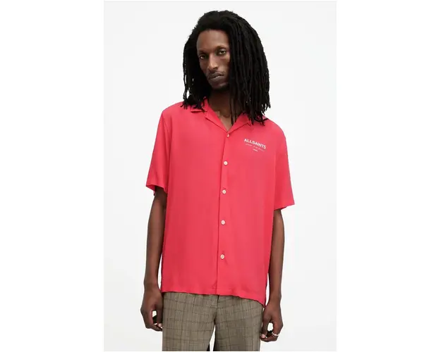 AllSaints camasa barbati, culoarea portocaliu, regular