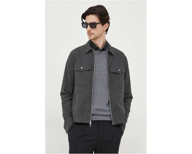 Michael Kors camasa barbati, culoarea gri, cu guler clasic, regular