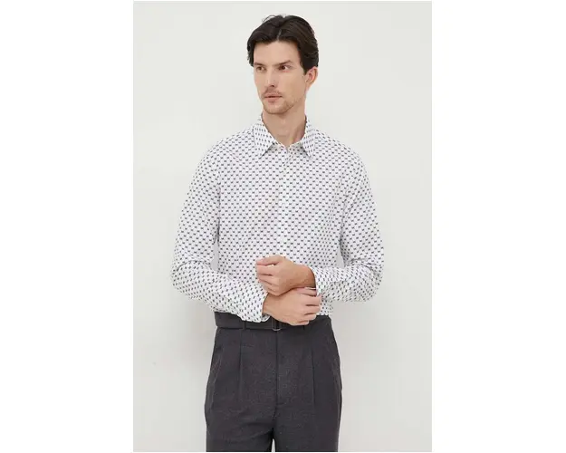 Michael Kors camasa barbati, culoarea alb, cu guler clasic, slim