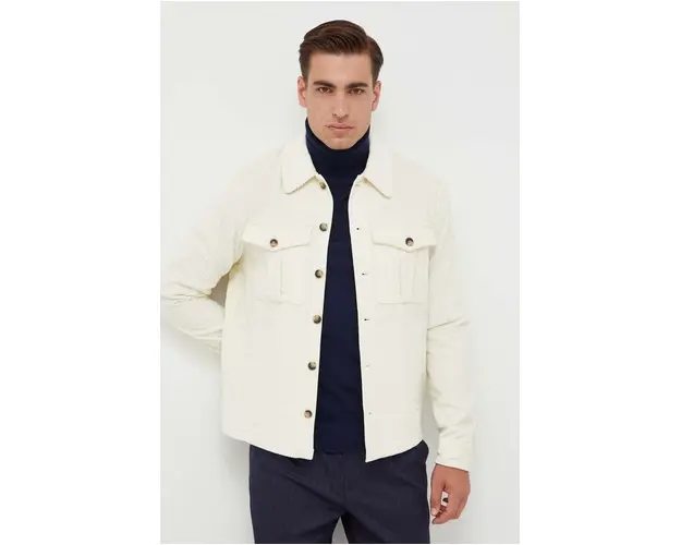 Michael Kors camasa din velur culoarea bej, cu guler clasic, regular