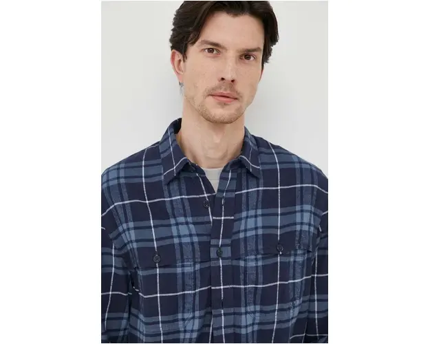 North Sails camasa din bumbac barbati, culoarea albastru marin, cu guler clasic, regular