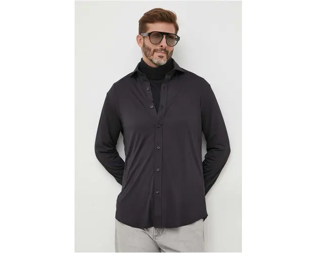 Paul&Shark camasa barbati, culoarea negru, cu guler clasic, regular